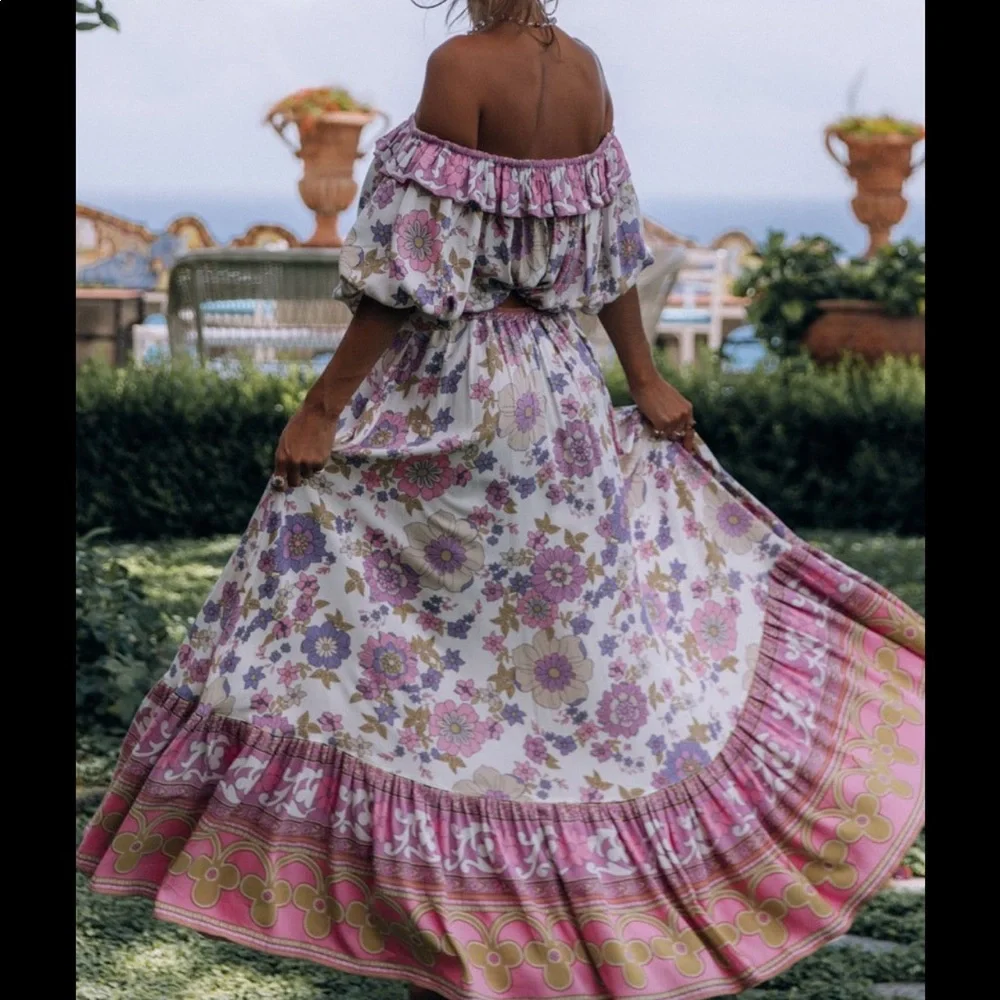 Spell Floral Maxi Skirt - Pink and Purple - Picture 2 of 7